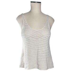 American Eagle Outfitters Tan Ribbed Crochet Tank Top Sz S Boho Summer Resort